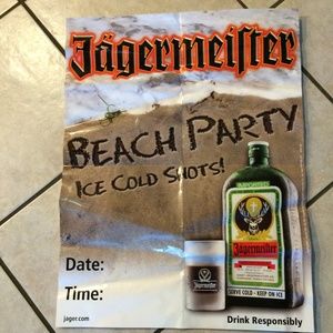 JAGER BEACH PARTY POSTER- MAN CAVE OR PARTY ROOM